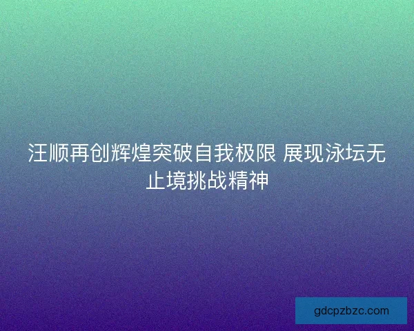 汪顺再创辉煌突破自我极限 展现泳坛无止境挑战精神